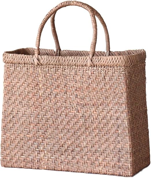 2022春夏新作】 最高級 国産 大 かごバッグ 長角網代斜編み 一番皮 ...